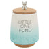 Pavilion - Baby Fund 6.5-inch Unique Ceramic Piggy Bank Savings Bank Money Jar with Cork Base and Cork Lid with hanging Teddy Bear Charm, Ombre Teal 78614