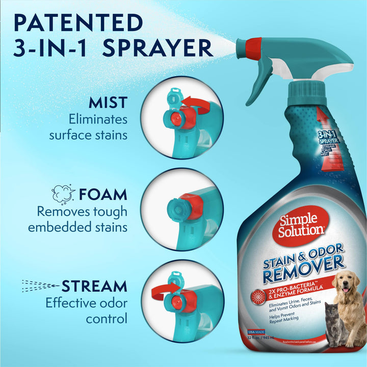 Simple Solution Pet Stain and Odor Remover | Enzymatic Cleaner with 2X Pro-Bacteria Cleaning Power | Floral Fresh, 1 Gallon 128 Fl Oz (Pack of 1)