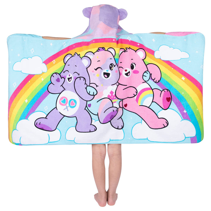 Care Bears Bath/Pool/Beach Soft Cotton Terry Hooded Towel Wrap, 24 in x 50 in, By Franco Kids Care Bears