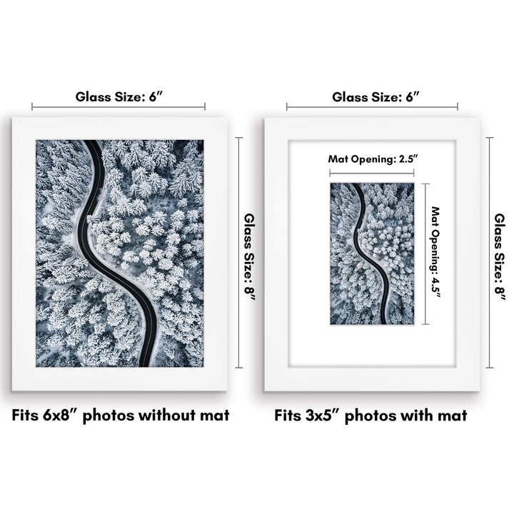 Americanflat 6x8 Picture Frame with Shatter-Resistant Glass - Use as 3x5 Frame with Mat or 6x8 Frame Without Mat - Signature Collection - Photo Frame for Tabletop and Wall Display - White 6x6