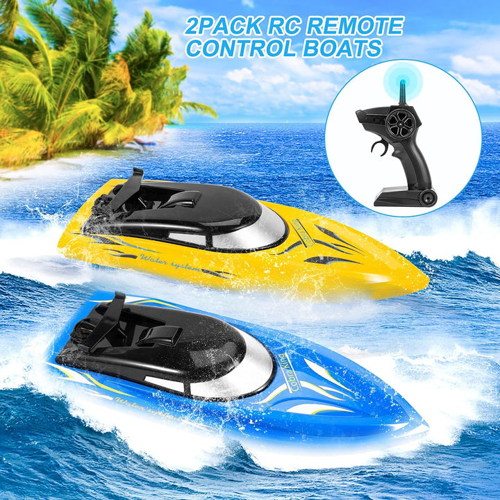 3PACK RC Boat, Remote Control Boats for Kids and Adults,10km/H 2.4G High Speed Remote Control Boat, Fast RC Boats for Pools and Lakes with 6 Rechargeable Battery