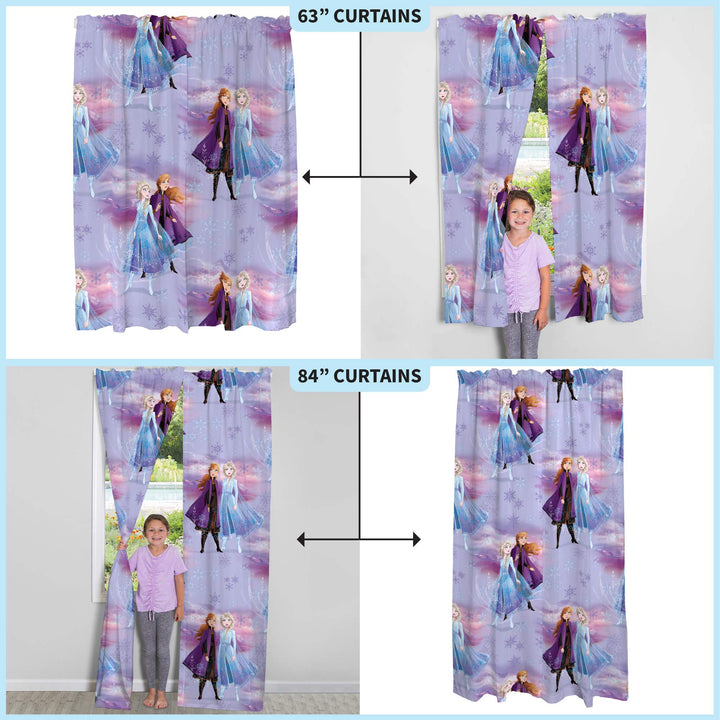 Disney Frozen 2 Kids Room Window Curtains Drapes Set, 82 in x 84 in, "Official" Disney Product By Franco Disney Frozen 2