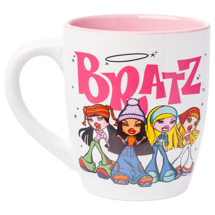 Silver Buffalo Bratz Logo and Group Jumbo Curved Ceramic Mug, 25 Ounces