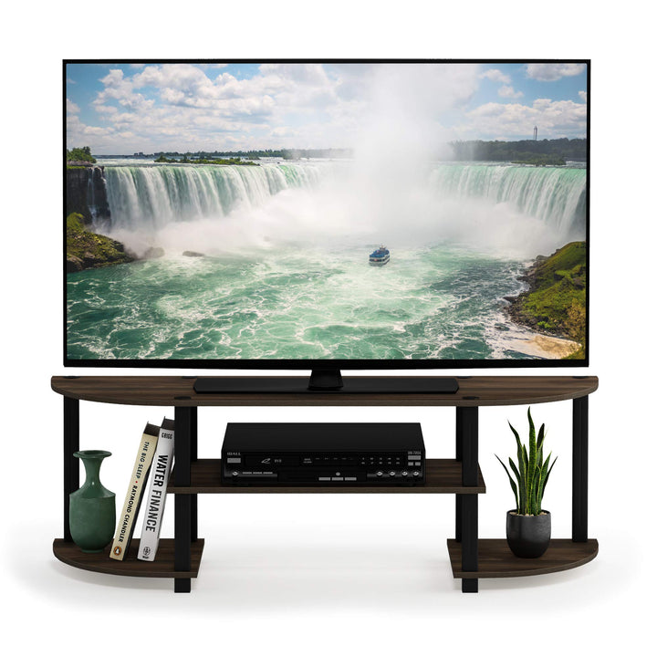 Furinno Turn-S-Tube Wide TV Entertainment Center, Sonoma Oak/White, 47. 25x13. 4x15. 9 4-Tiers with Round Corner