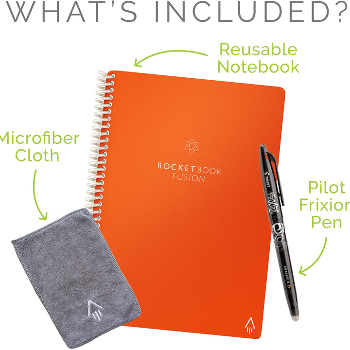 Rocketbook Planner & Notebook, Fusion : Reusable Smart Planner & Notebook | Improve Productivity with Digitally Connected Notebook Planner | Dotted, 6" x 8.8", 42 Pg, Beacon Orange 1 Executive