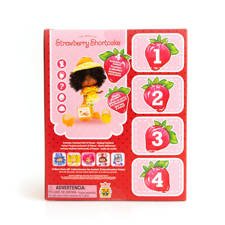 Strawberry Shortcake 5.5-inch Orange Blossom Poseable Scented Fashion Doll with 4 Surprise Reveal Accessories