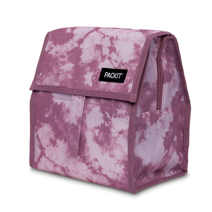 PackIt Freezable Lunch Bag, Mulberry Tie Dye, Built with EcoFreeze Technology, Foldable, Reusable, Zip and Velcro Closure with Buckle Handle, Great for Fresh Lunches on the Go