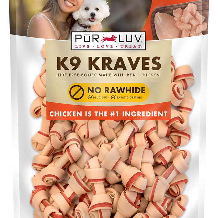 Dog Treats, K9 Kraves Rawhide Free Bone Dog Treat, Chicken Flavor, Made with Real Chicken, 20 Count, Healthy, Easily Digestible, Long-Lasting, High Protein, Satisfies Dog's Urge to Chew 12 Ounce (Pack of 1)