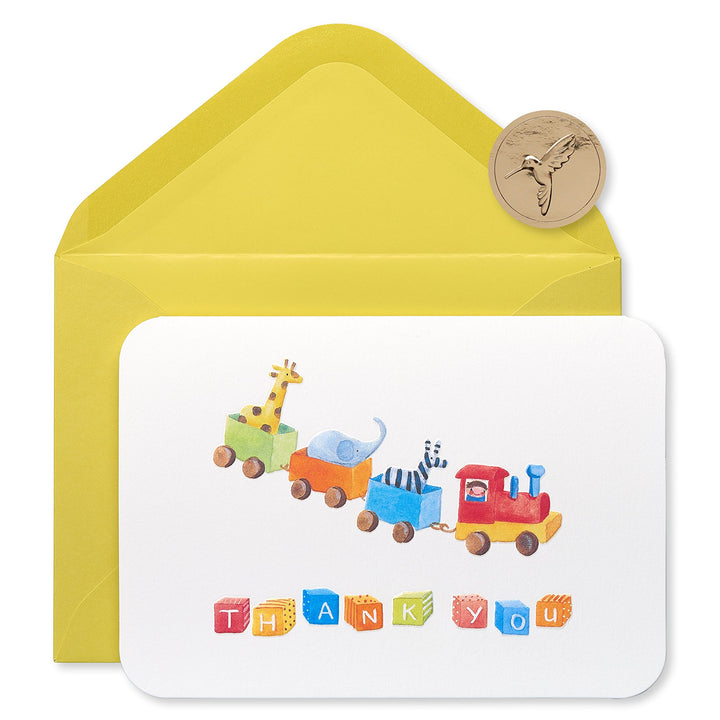 Papyrus Baby Thank You Cards with Envelopes, Toy Train (12-Count)