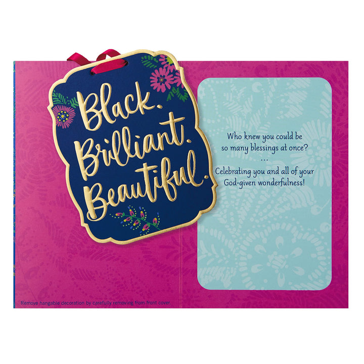 Hallmark Mahogany Birthday Card for Women with Removable Ornament (Black, Brilliant, Beautiful)