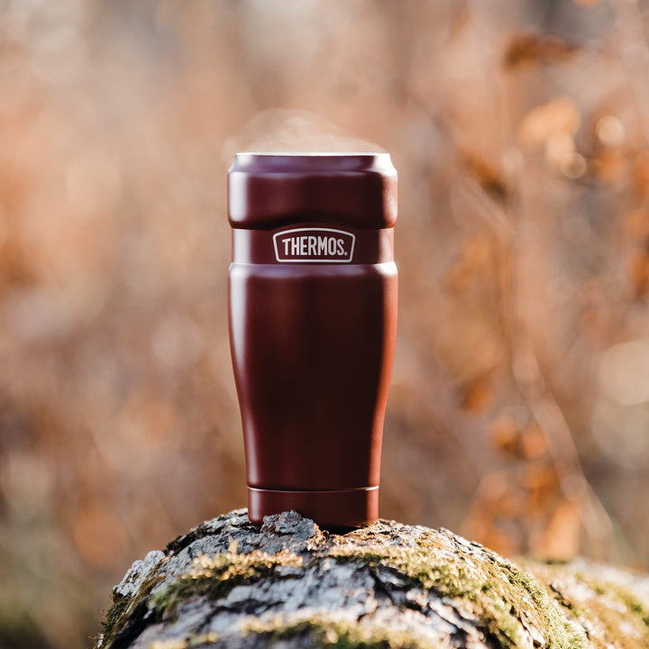 THERMOS Stainless King Vacuum-Insulated Travel Tumbler, 16 Ounce, Matte Red Rustic Red