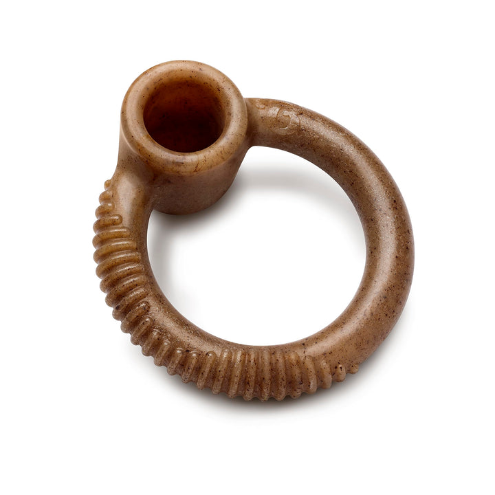 Benebone Ring Durable Dog Chew Toy for Aggressive Chewers, Real Bacon, Made in USA, Small Brown