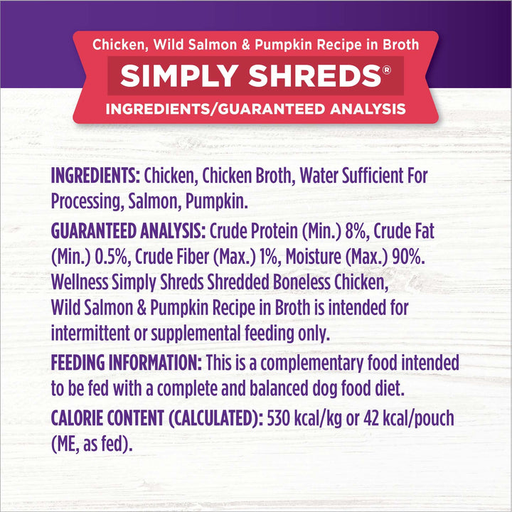 Wellness Bowl Boosters Simply Shreds Natural Grain Free Wet Dog Food Mixer or Topper, Tuna, Beef & Carrots, 2.8-Ounce Pouch (Pack of 12) 2.8 Ounce (Pack of 12)