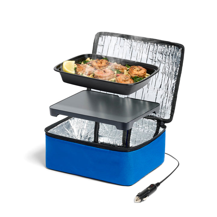 Hot Logic Mini Portable Oven, Blue, 12V Vehicle Plug, 1.5 Quart Capacity, Heats Food in Containers Lunch