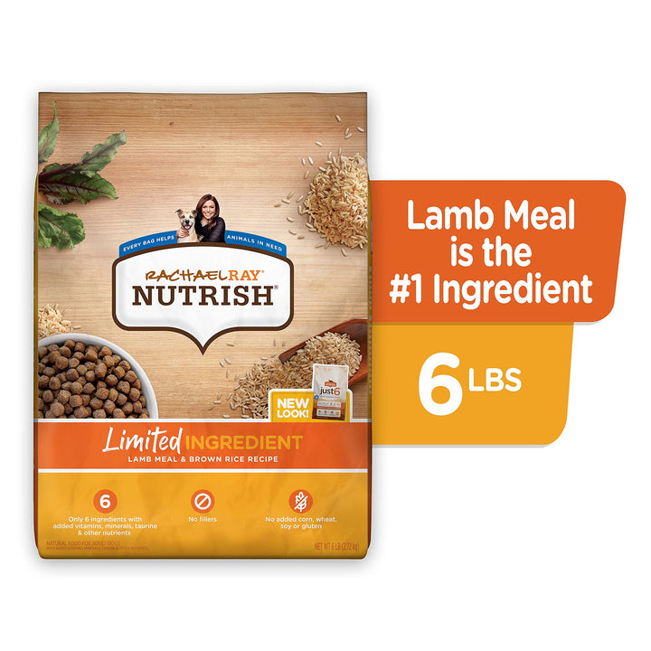 Rachael Ray Nutrish Limited Ingredient Dog Food, Lamb Meal & Brown Rice Recipe, 28 lb. Bag Dry Food 28 Pound (Pack of 1)