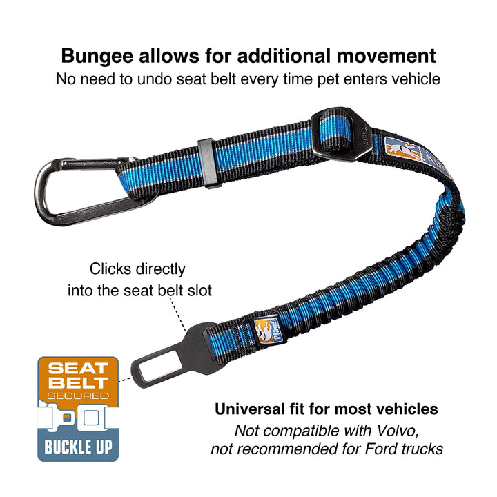 Kurgo Dog Seatbelt Car Seat Belt for Pets Adjustable Dog Safety Belt Leash Quick & Easy Installation Works with Any Pet Harness Carabiner Clip Direct to Seatbelt Bungee Tether Blue 1 Pack