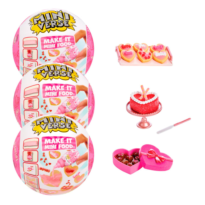 MGA's Miniverse Make It Mini Sweethearts Bundle Mini Collectibles, Blind Mystery Packaging, DIY, Crafts, Resin Play, Kitchen Replica Food, NOT Edible, Collectors, 8+