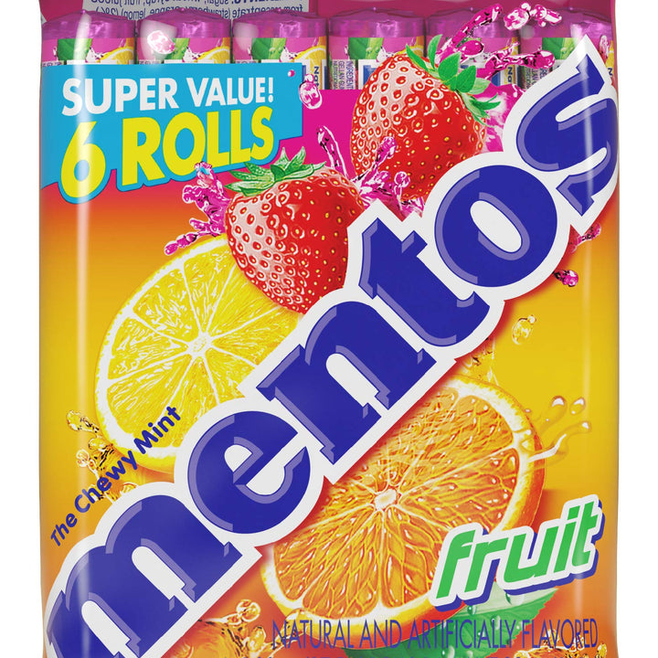 Mentos Halloween Trick or Treat Candy, Mint Chewy Roll, Fruit, Individually Wrapped Bulk Candy for Adults & Kids, Non-Melting, 14 Count (Pack of 6)