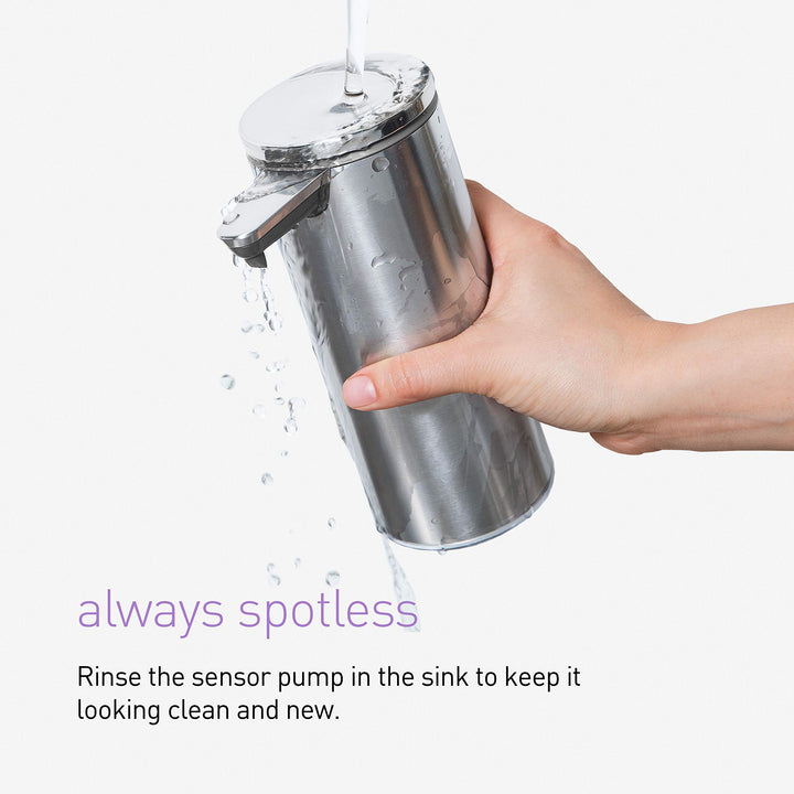 simplehuman 9 oz. Touch-Free Rechargeable Sensor Liquid Soap Pump Dispenser, Rose Gold Stainless Steel 9 oz. Rechargeable