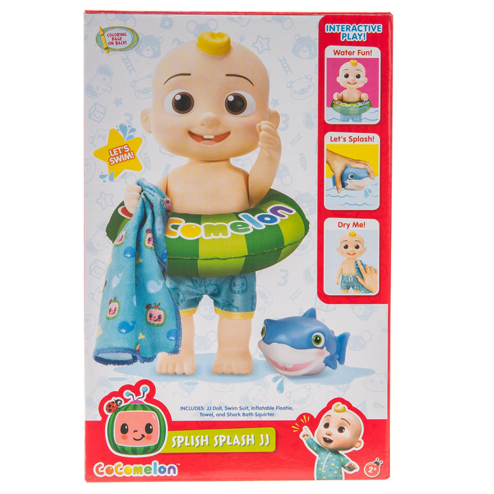 CoComelon - Splish Splash JJ Doll- with Shark Bath Squirter and Water Accessories Water Play - Toys for Kids and Preschoolers -  Exclusive