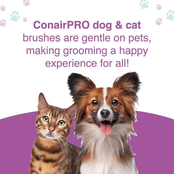 CONAIRPRO dog & cat Dog Brush for Shedding, Small Slicker Brush with Metal Pins, Ideal for Smaller Breeds, Yellow