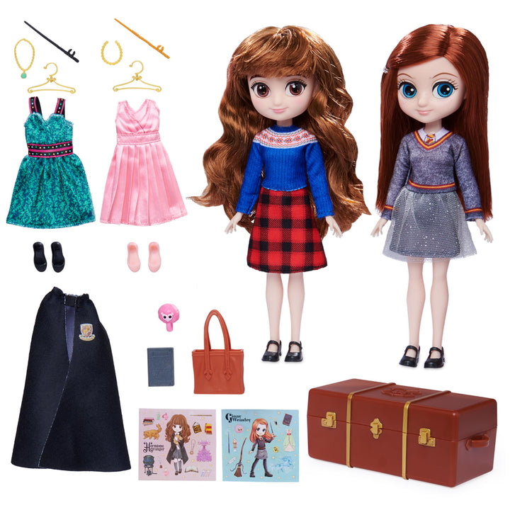 Wizarding World Harry Potter, Hermione Granger & Ginny Weasley Deluxe 8-inch Dolls & Accessories Gift Set, Over 20 Pieces, Kids Toys for Ages 6 and up