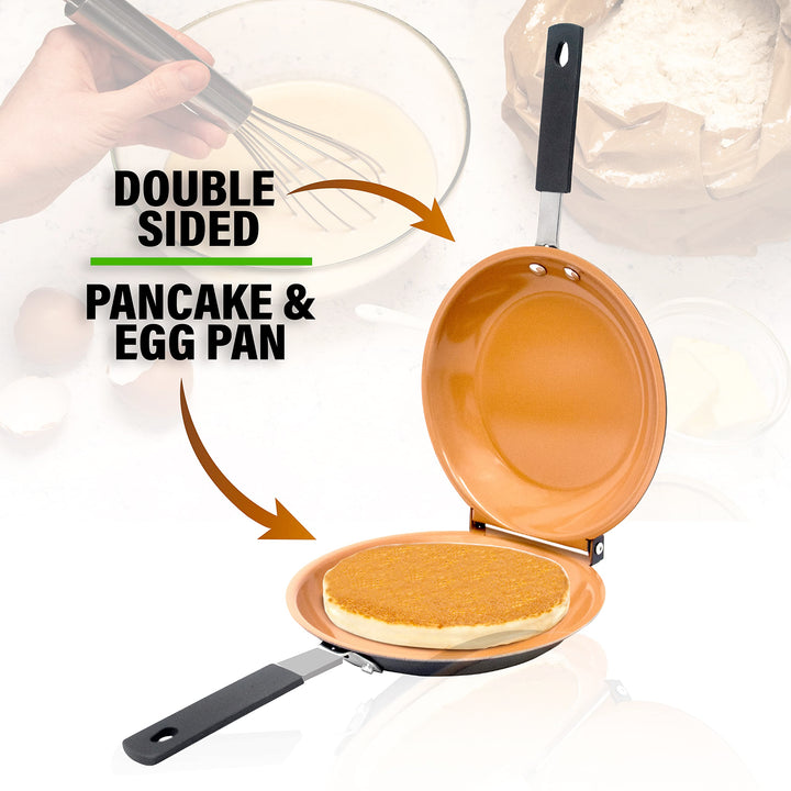 Gotham Steel Double Sided Pan, The Perfect Pancake Maker – Nonstick Copper Easy to Flip Pan, Frying Pan for Fluffy Pancakes, Omelets, Frittatas & More! Pancake Pan Dishwasher Safe Large Pancake Bonanza