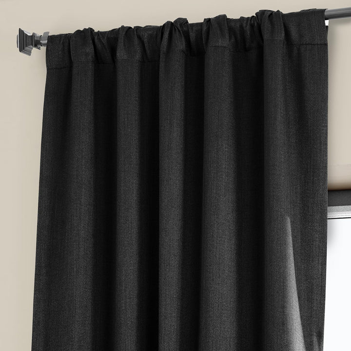 HPD Half Price Drapes Faux Linen Room Darkening Curtains - 108 Inches Long Luxury Linen Curtains for Bedroom & Living Room (1 Panel), 50W X 108L, Essential Black