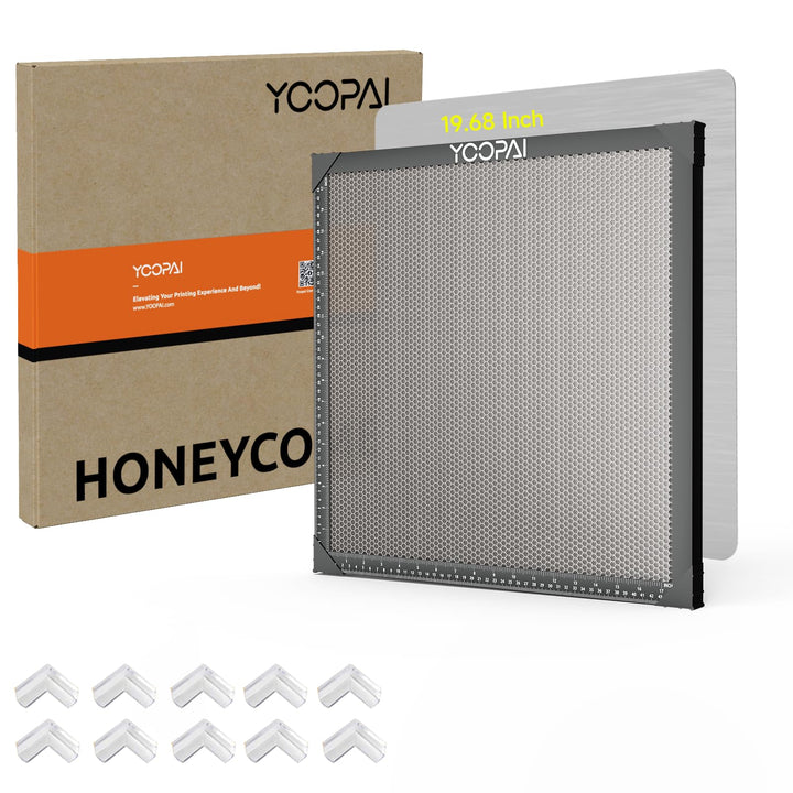 YOOPAI Honeycomb Laser Bed 500x500mm Honeycomb Working Table with Aluminum Panel for Laser Cutter Engraver Accessories, Desktop Protection, Fast Heat and Smoke Dissipation 19.7"x19.7" 500*500mm