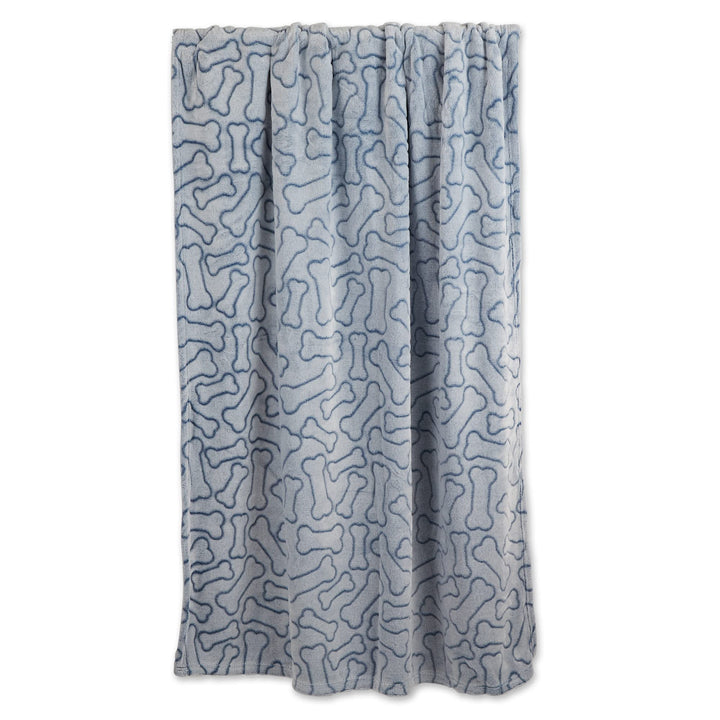 Bone Dry Embossed Bone Print Pet Blanket, 36x48", Navy