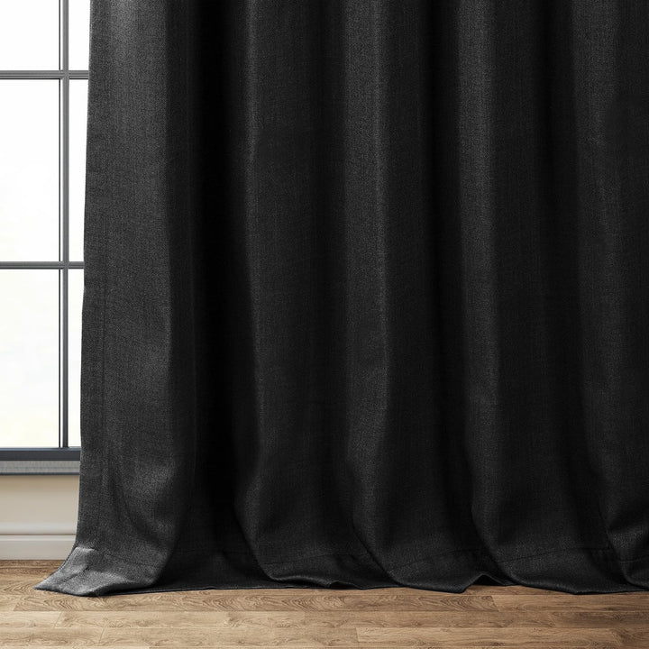 HPD Half Price Drapes Faux Linen Room Darkening Curtains - 108 Inches Long Luxury Linen Curtains for Bedroom & Living Room (1 Panel), 50W X 108L, Essential Black