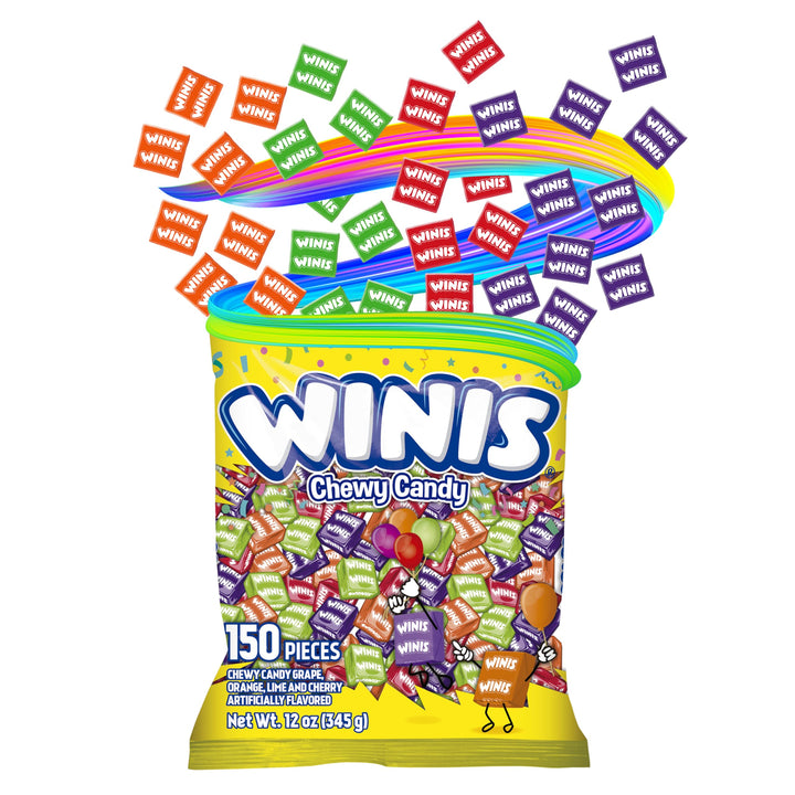 Chewy Candy Winis Original Variety Bag - Taffy Candy 150 individually wrapped pieces- Sharing Size 12 Oz Bag Assorted Halloween Candy Mix 150 pcs