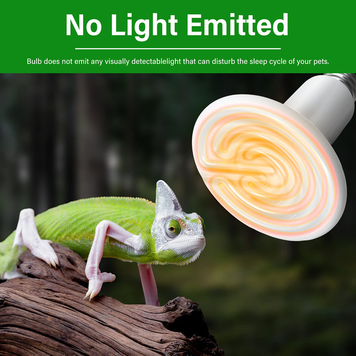 HealSmart Reptile Heat Lamp Bulb Ceramic Heat Emitter 150W No Light Emitting Brooder Coop Heater for Amphibian Pet & Incubating Chicken, White 2 Pack