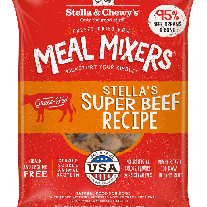 Stella & Chewy's Freeze Dried Raw Super Beef Meal Mixer – Dog Food Topper for Small & Large Breeds – Grain Free, Protein Rich Recipe – 1 oz Bag 1 Ounce (Pack of 1)