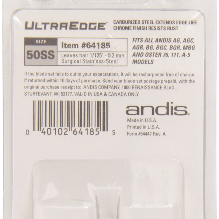 Andis Carbon-Infused Steel UltraEdge Dog Clipper Blade, Size-50SS, 1/125-Inch Cut Length (64185)