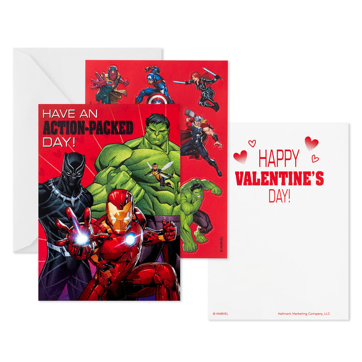 Hallmark Avengers Valentines Day Cards and Stickers for Kids School (24 Classroom Valentines with Envelopes) Avengers Valentines with Stickers