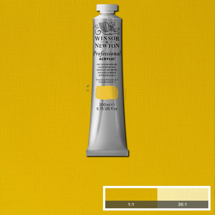 Winsor & Newton Professional Acrylic Paint, 200ml (6.75-oz) Tube, Azo Yellow Medium 6.75-oz Tube