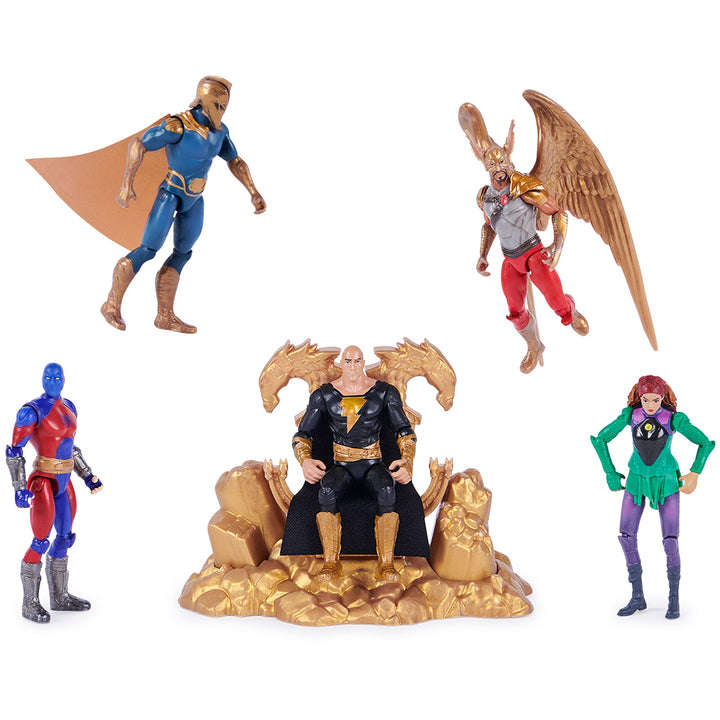 DC Comics, Black Adam and Justice Society Set, 4-inch Black Adam Toy Figures and Throne, Hawkman, Dr. Fate, Atom Smasher, Cyclone, Kids Toys for Boys and Girls Ages 3 and Up ( Exclusive)