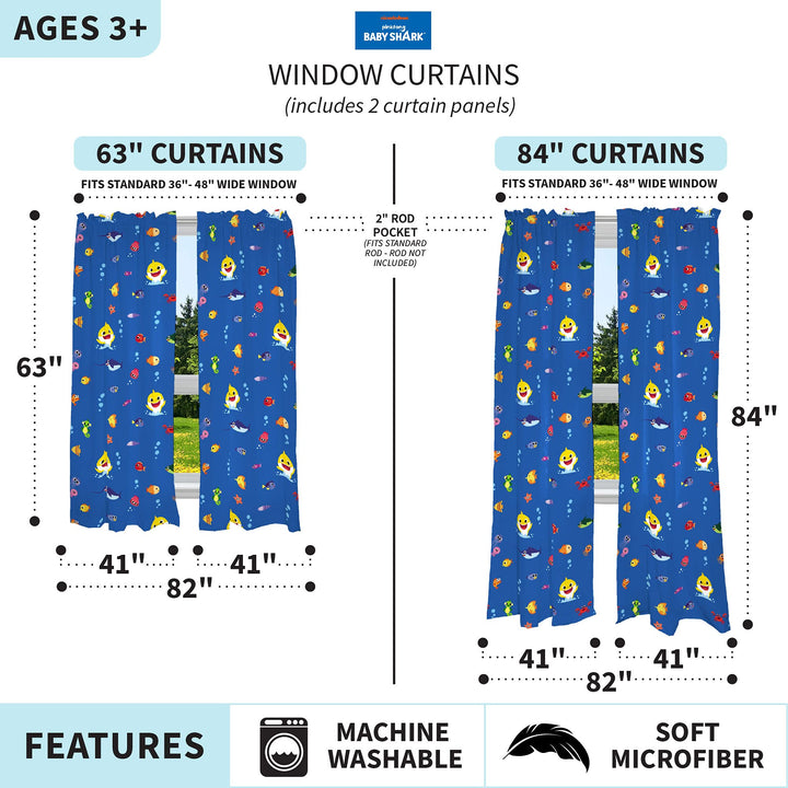 Franco Kids Room Window Curtains Drapes Set, 82 in x 63 in, Jurassic World 41"W x 63"L (Pack of 1)