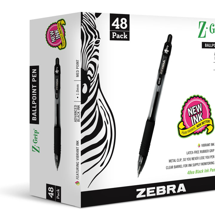 Z-Grip Retractable Ballpoint Pen, Medium Point, 1.0mm, Black Ink, - 48 Pieces, Model Number: 22148