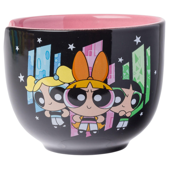 Silver Buffalo The Powerpuff Girls Featuring Blossom, Bubbles, and Buttercup Ceramic Ramen Noodle Rice Bowl with Chopsticks, Microwave Safe, 20 Ounces Multi Boxed Pattern