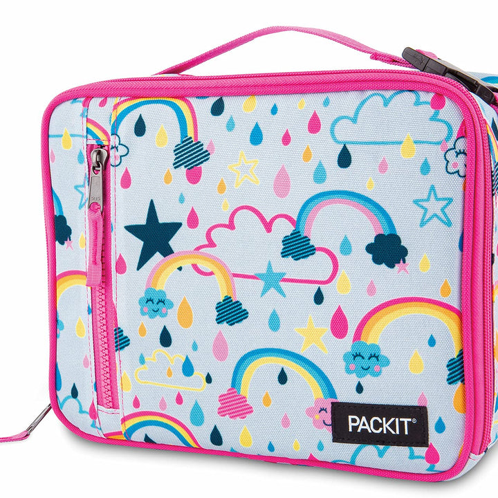 PackIt Freezable Classic Lunch Box, Rainbow Sky, Built with EcoFreeze Technology, Collapsible, Reusable, Zip Closure With Zip Front Pocket and Buckle Handle, Perfect for School Lunches