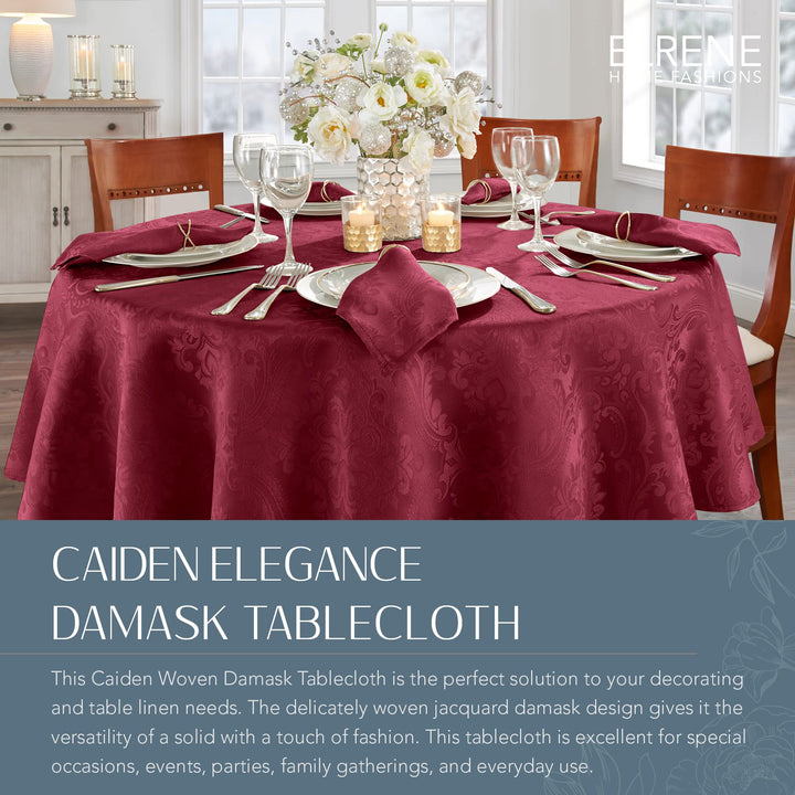 ELRENE HOME FASHIONS Caiden Elegance Damask Fabric Tablecloth, 60" x 84" Oval, Cranberry Tablecloth (1)