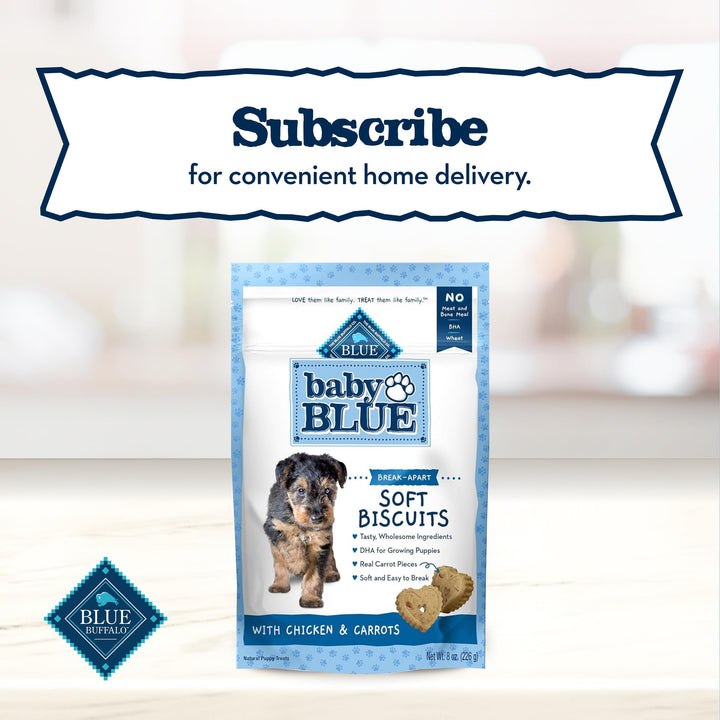 Blue Buffalo Baby BLUE Soft Biscuits with DHA, Natural Dog Treats for Puppies, Great for Training, with Chicken & Carrots, 8-oz. Bag 8 Ounce (Pack of 1)