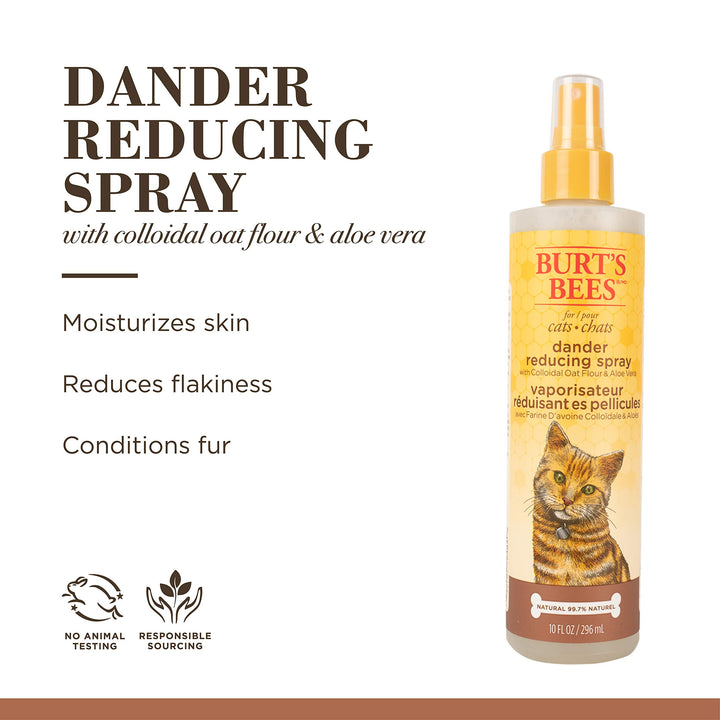 Burt's Bees for Pets Cat Natural Dander Reducing Spray with Colloidal Oat Flour & Aloe Vera | Cat Dander Spray, Cruelty Free, Sulfate & Paraben Free, pH Balanced for Cats - Made in USA, 10 oz, 2 Pack 10 Fl Oz (Pack of 2)