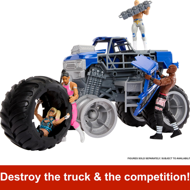 Mattel WWE Action Figure & Vehicle Playset, Wrekkin Slam Crusher Monster Truck with 8 Breakaway Parts