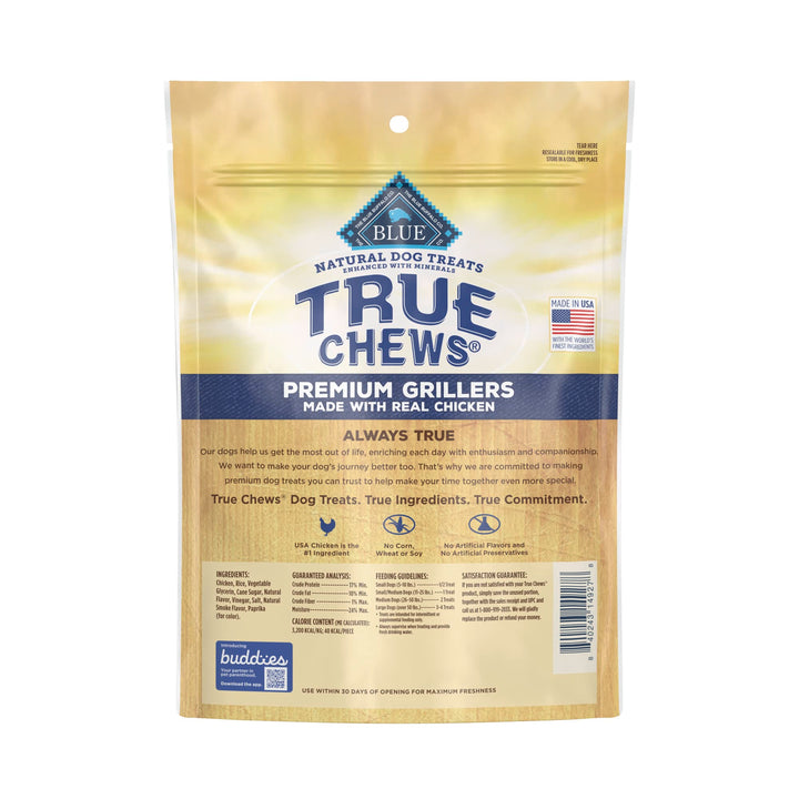 Blue Buffalo True Chews Premium Grillers Natural Dog Treats, Chicken 12 oz bag 12 Ounce (Pack of 1)