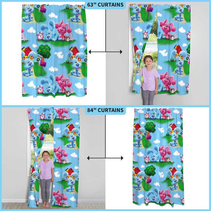 Franco Kids Room Window Curtains Drapes Set, 82 in x 84 in, Blues Clues