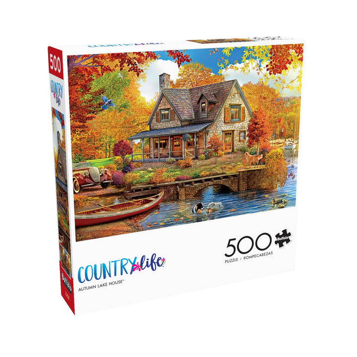 Buffalo Games - Angelo Bonito - Autumn Lake House - 500 Piece Jigsaw Puzzle for Adults Challenging Puzzle Perfect for Game Nights - Finished Puzzle Size is 21.25 x 15.00