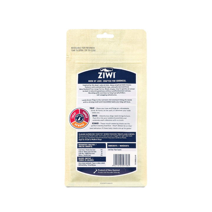 ZIWI Dog Chews and Treats – All Natural, Air-Dried, Single Protein, Grain-Free, High-Value Treat, Snack, Reward (Lamb Green Tripe) 2.8 Ounce (Pack of 1) Lamb Green Tripe